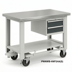 Pedal-Lift Workbench with Retractable Foot-Pedal Casters