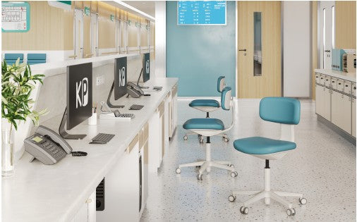 Blue Medical-Grade Leather Lab Chairs - Model KP