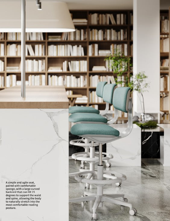 Blue Medical-Grade Leather Lab Chairs - Model KP