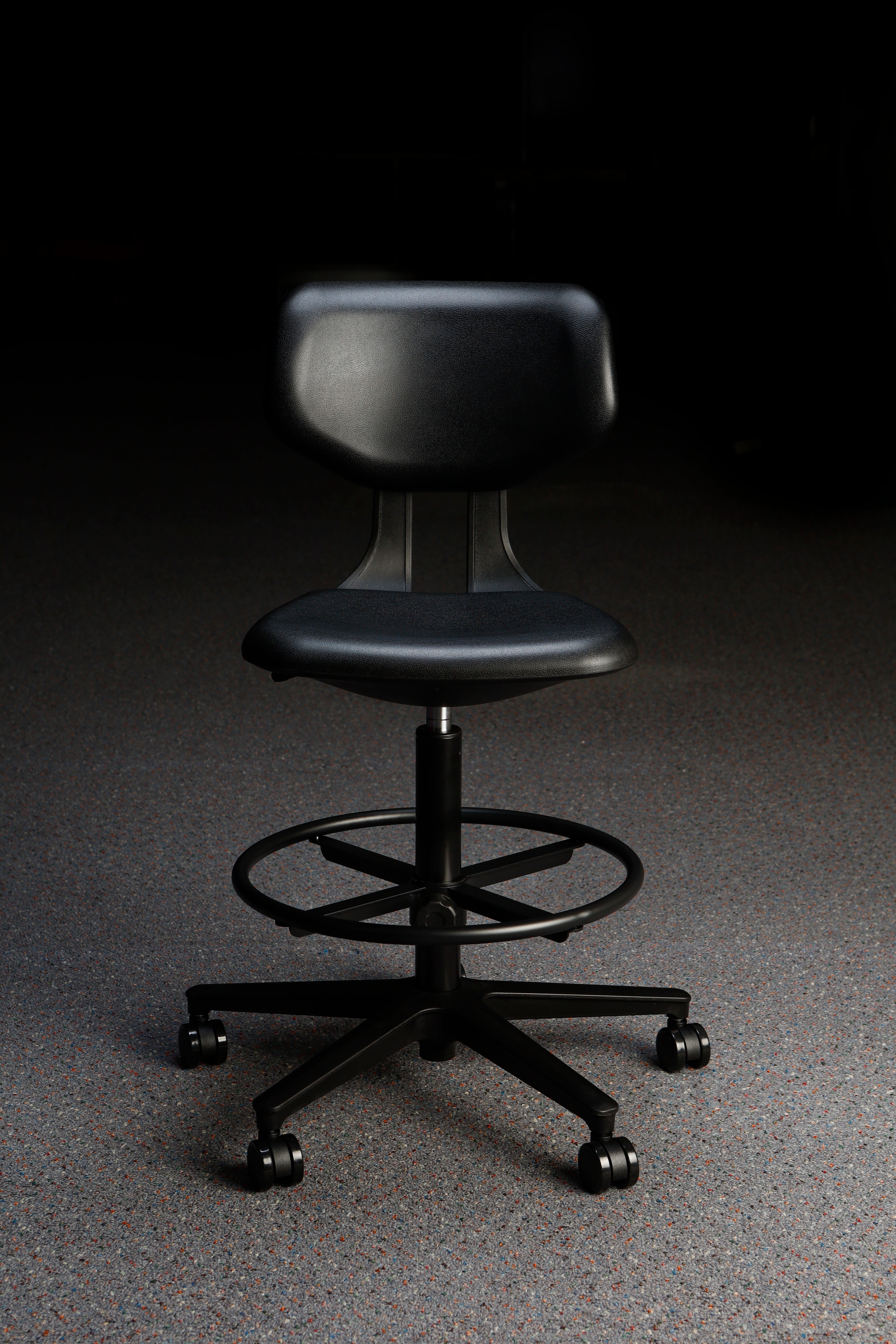 Premium Black Polyurethane Lab Chair - Model LS
