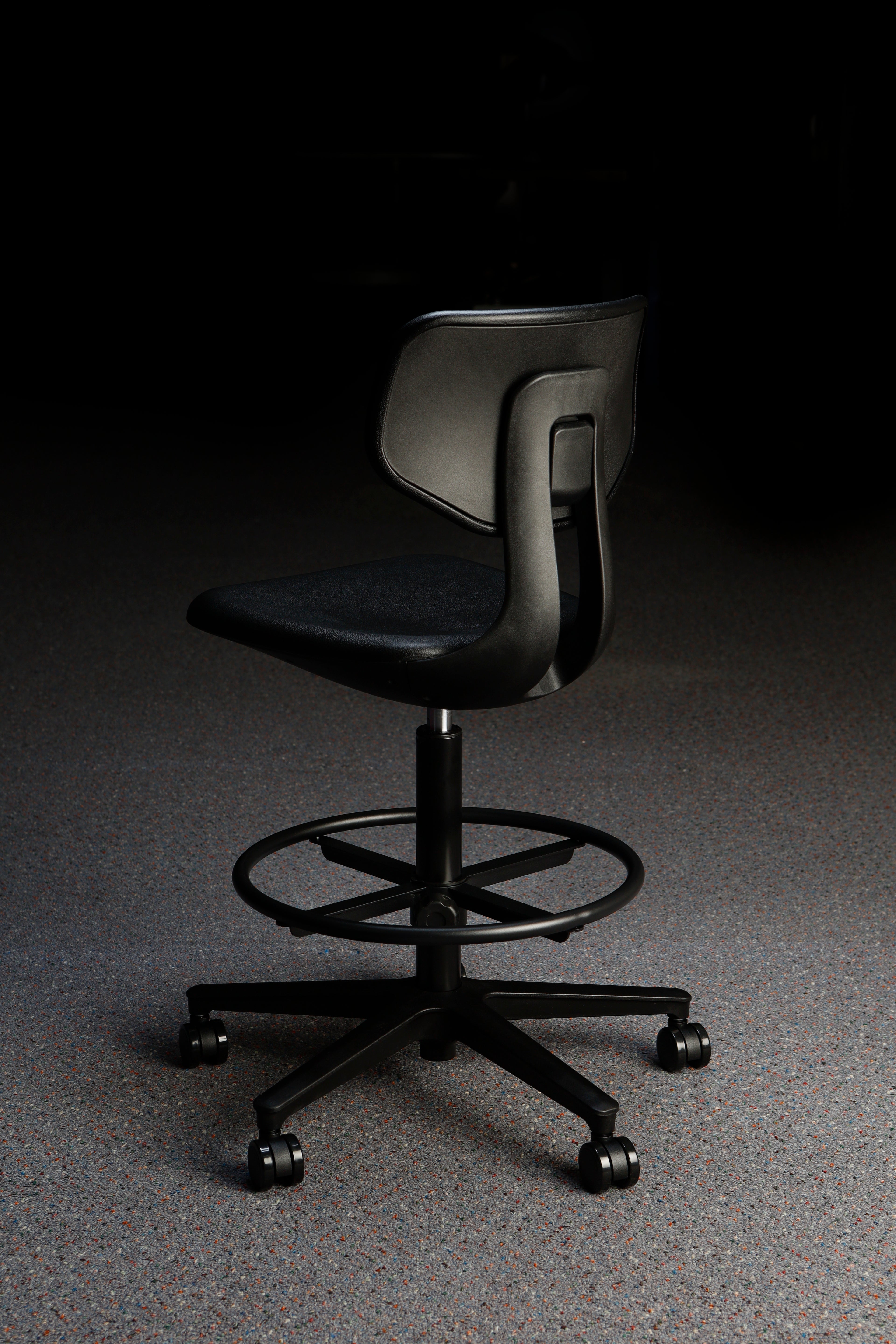 Premium Black Polyurethane Lab Chair - Model LS